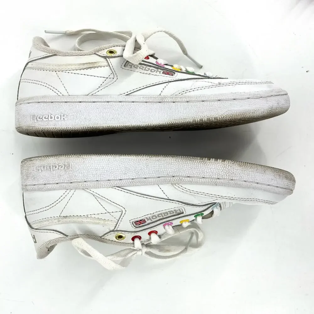 Reebok Classic White Leather Rainbow Eyelet‎ Tennis Shoes Sneakers (6)
